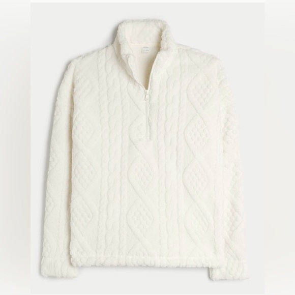 GILLY HICKS OVERSIZED COZY QUARTER-ZIP TOP XS in cream colour so cozy - Picture 3 of 5